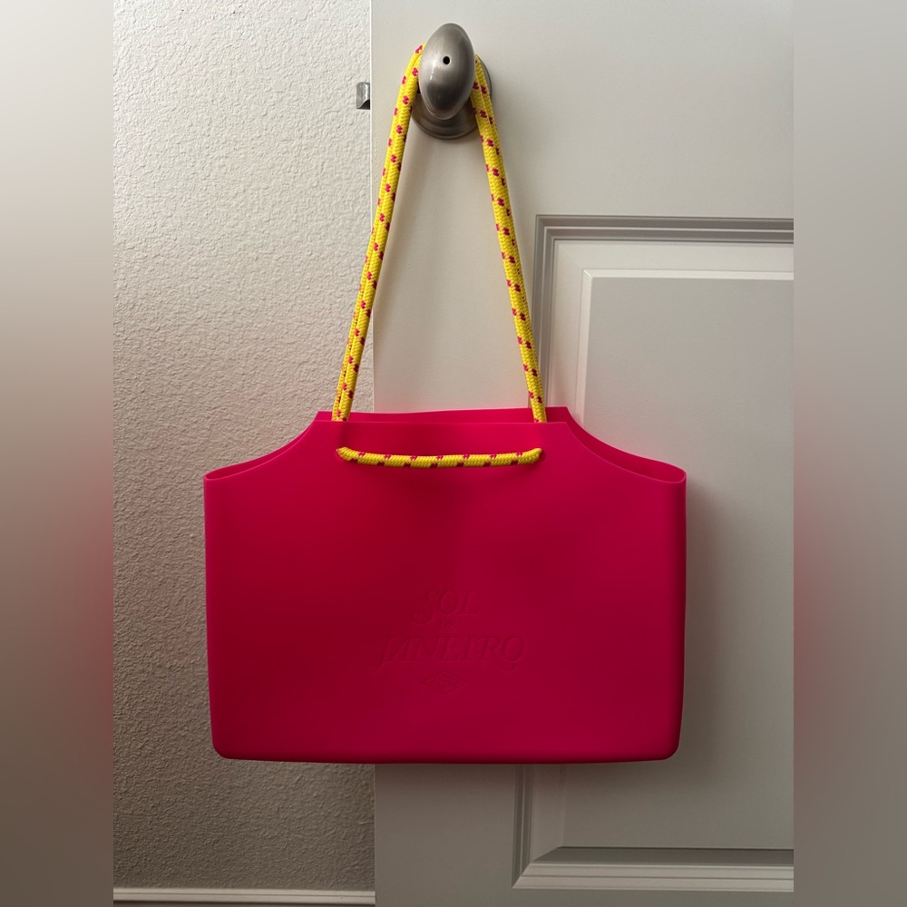 Sol de Janeiro Pink Silicone Tote Bag – Rope Handles – Large Beach/Pool Bag